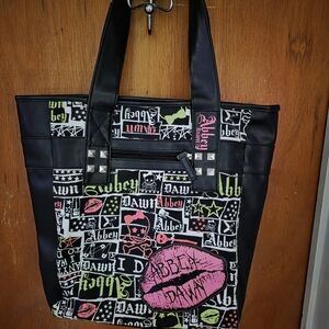 Abbey Dawn Black and Pink Skull Tote
